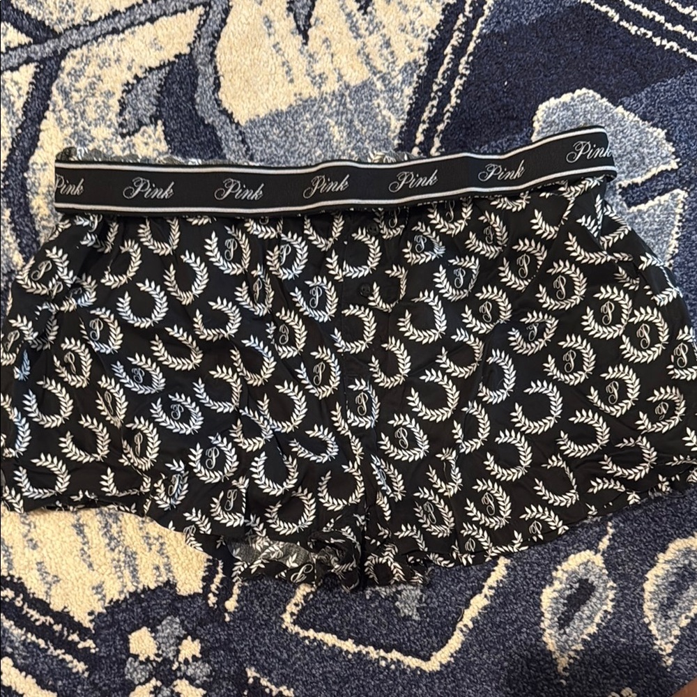 PINK Victoria's Secret Black and White Leaf Shorts